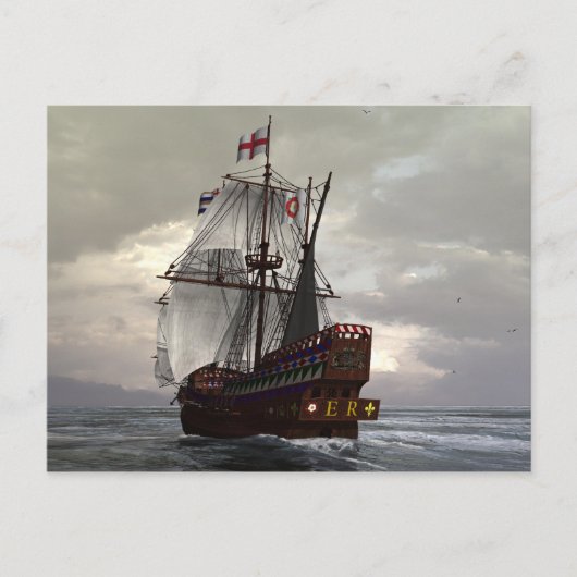 Golden hind briefkaart (Voorkant)