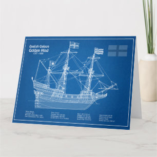Golden Hind - Schip Blauwdruk Plannen ABD Bedankkaart