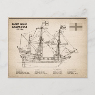 Golden Hind - Schip Blauwdruk Plannen SD Briefkaart