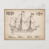 Golden Hind - Schip Blauwdruk Plannen SD Briefkaart (Voorkant)