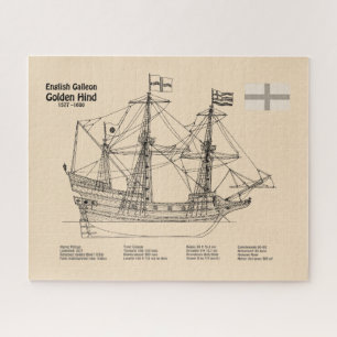 Golden Hind - Schip Blauwdruk Plannen SD Legpuzzel