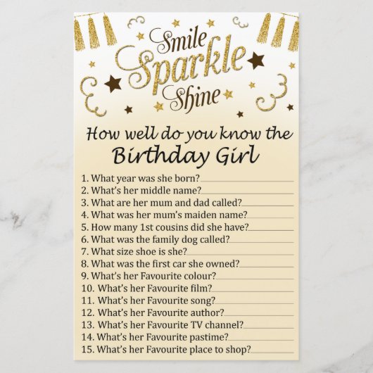 Golden Hoe goed ken je het verjaardagsmeisje? (Voorkant)