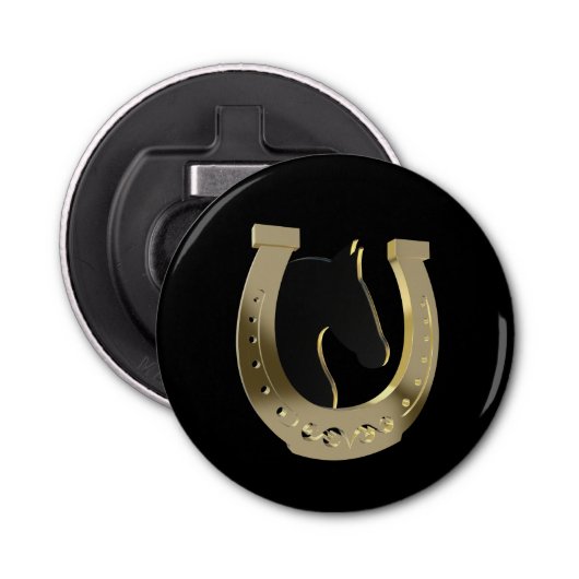 Golden hoefijzer button flesopener (Voorkant)