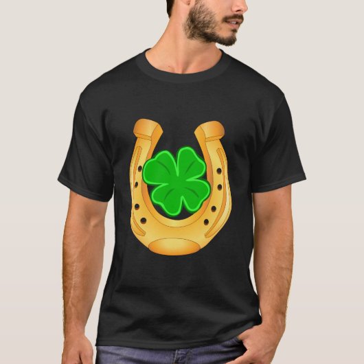 Golden Hoefijzer FourLeaf Clover-Shirt T-shirt (Voorkant)