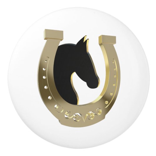 Golden hoefijzer keramische knop (Voorkant)