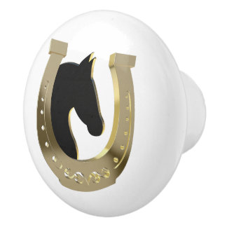 Golden hoefijzer keramische knop