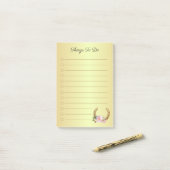 Golden Hoefijzer met bloemen Post-it® Notes (Op bureau)