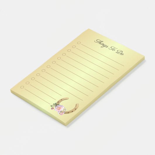 Golden Hoefijzer met bloemen Post-it® Notes (Schuin)