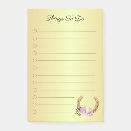 Golden Hoefijzer met bloemen Post-it® Notes (Voorkant)
