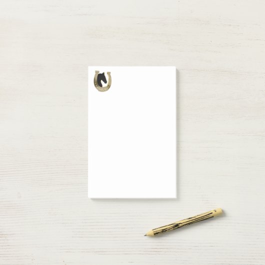 Golden hoefijzer post-it® notes (Op bureau)