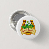 Golden hoefijzer ronde button 3,2 cm (Voorkant /achterkant)