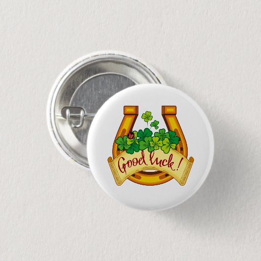 Golden hoefijzer ronde button 3,2 cm (Voorkant /achterkant)