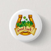 Golden hoefijzer ronde button 3,2 cm (Voorkant)