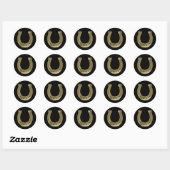 Golden hoefijzer ronde sticker (Vel)