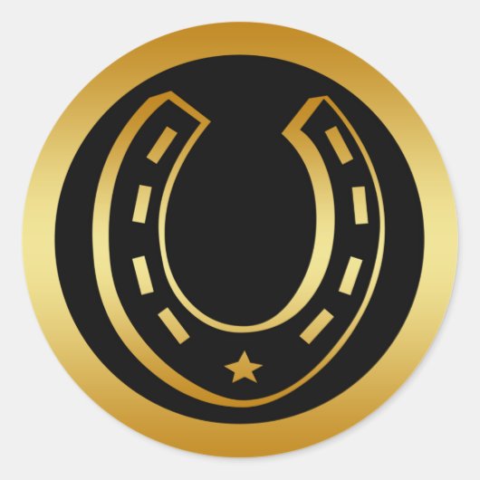 GOLDEN HOEFIJZER RONDE STICKER (Voorkant)