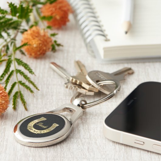 Golden hoefijzer sleutelhanger (Zijkant)