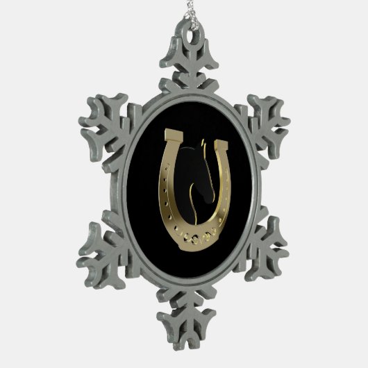 Golden hoefijzer tin sneeuwvlok ornament (Links)