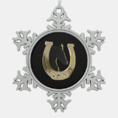 Golden hoefijzer tin sneeuwvlok ornament (Voorkant)
