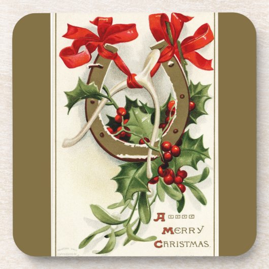  Golden Hoefijzer Wishbone Bronze Kerstmis Drankjes Onderzetter (Voorkant)