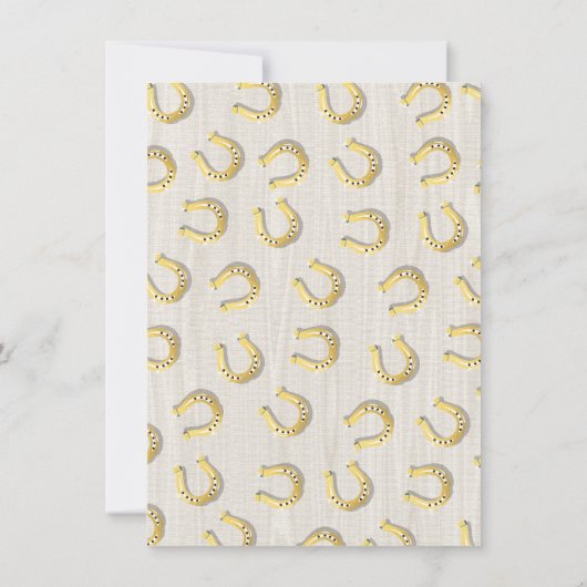 Golden hoefijzer Wreath Horse Birthday Party Kaart (Achterkant)