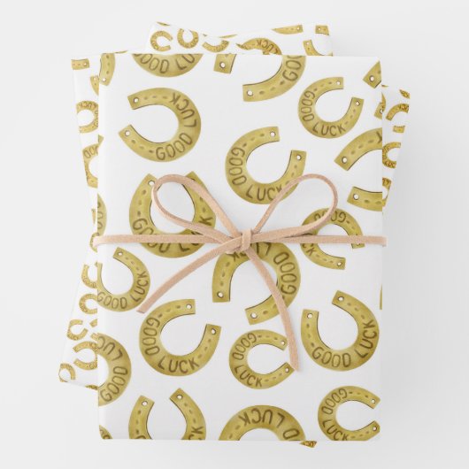 Golden Hoefijzers Succes St. Patricks Dag Inpakpapier Vel (In situ)