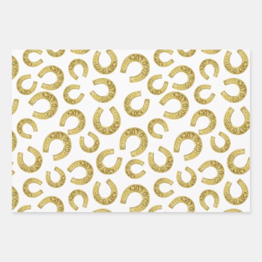 Golden Hoefijzers Succes St. Patricks Dag Inpakpapier Vel (Voorkant)