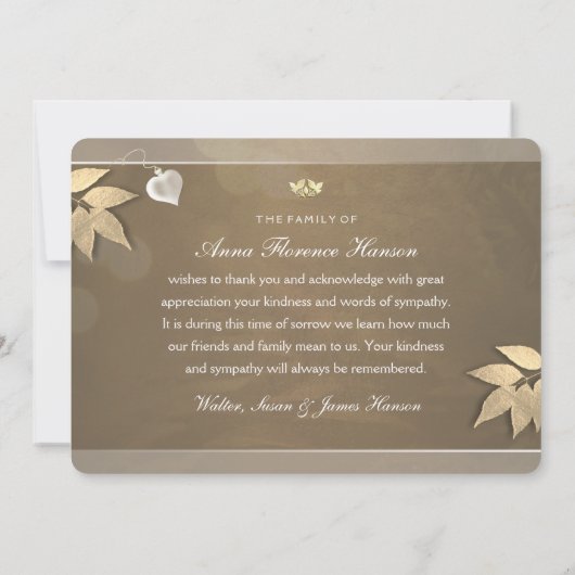 Golden Holiday Heart Foto Sympathie Hartelijk dank Kaart (Achterkant)