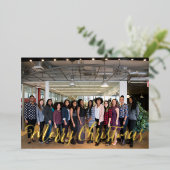 Golden Holiday Kaart met aangepaste bedrijfsfoto (Staand Voorkant)