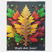 "Golden Holiday Magic" Fleece Deken (Voorkant)