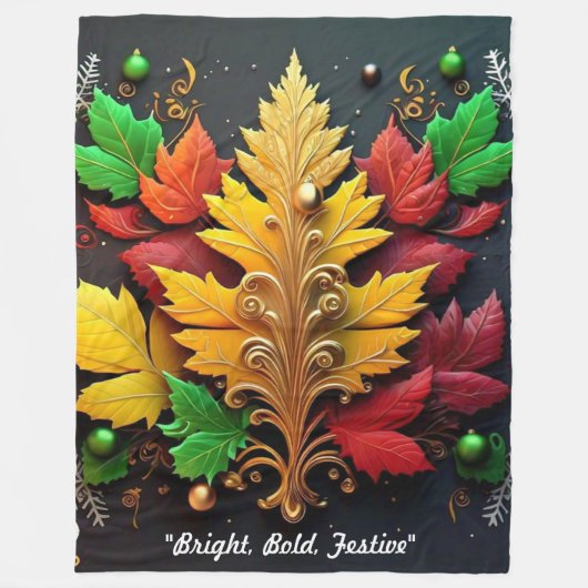 "Golden Holiday Magic" Fleece Deken (Voorkant)