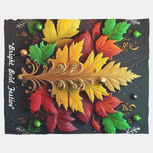 "Golden Holiday Magic" Fleece Deken (Voorkant (Horizontaal))