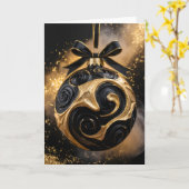 Golden Holiday Ornament Greeting Card Kaart (Gele Bloem)