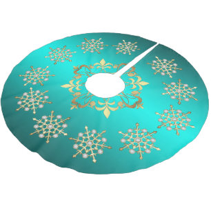 Golden Holiday Snowflakes Blauwgroen Kerstboom Rok