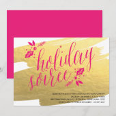 GOLDEN HOLIDAY SOIREE Holiday Party Uitnodiging (Voorkant / Achterkant)