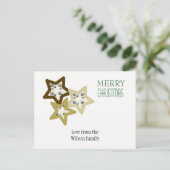 Golden Holiday Stars Feestdagenkaart (Staand voorkant)