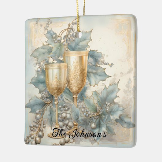 Golden Holiday Toast Keramisch Ornament (Links)
