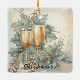 Golden Holiday Toast Keramisch Ornament
