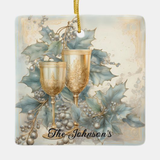 Golden Holiday Toast Keramisch Ornament (Voorkant)