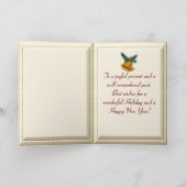 Golden Holly Bells Feestdagen Kaart (Binnen)