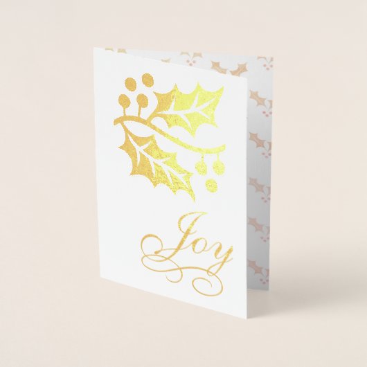 Golden Holly en Joy Kerstfeestdag Folie Kaarten (Voorkant)