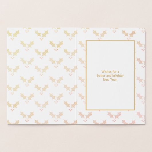 Golden Holly en Joy Kerstfeestdag Folie Kaarten (Binnen)