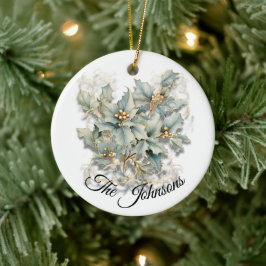 Golden Holly Leaves - Aangepast Keramisch Ornament