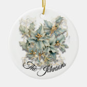 Golden Holly Leaves - Aangepast Keramisch Ornament (Voorkant)