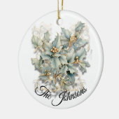 Golden Holly Leaves - Aangepast Keramisch Ornament (Links)