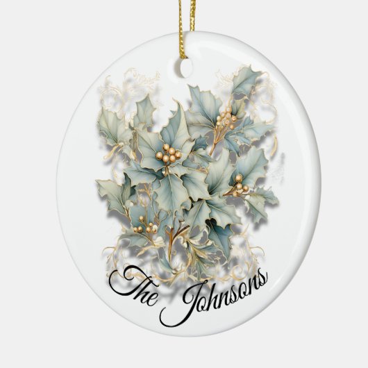 Golden Holly Leaves - Aangepast Keramisch Ornament (Links)