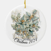 Golden Holly Leaves - Aangepast Keramisch Ornament (Achterkant)