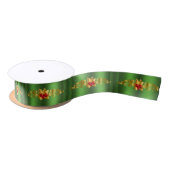 Golden Holly met de groene kerst Satijnen Lint (Spoel)