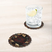 Golden Holly Wreath – Elegant Christmas Kartonnen Onderzetters (Insitu)