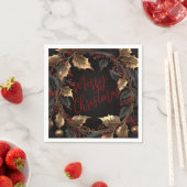 Golden Holly Wreath – Elegant Christmas Servet (Insitu)