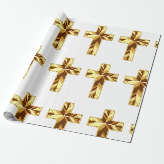 GOLDEN HOLY CROSS CADEAUPAPIER (Uitgerold)